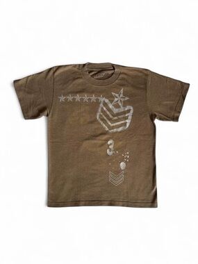 Helix Boys Brown Military Graphic Tee - Size S (6/7)